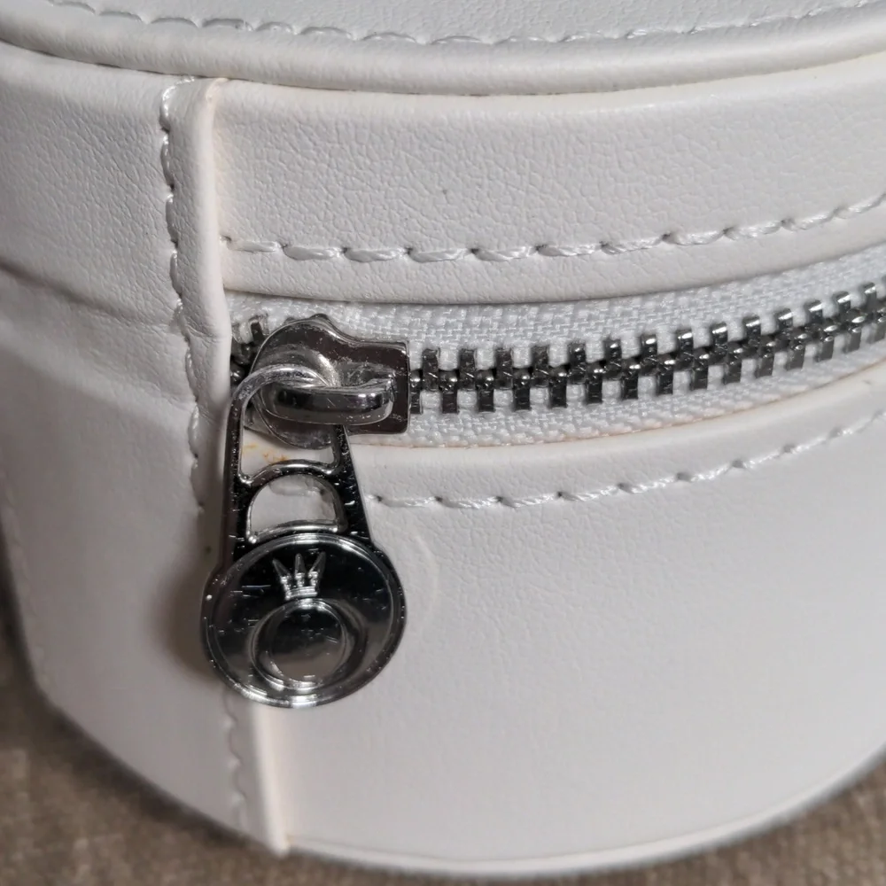 New Pandora White Round Jewelry Case +  Box,  Multi sections, Pouch, Travel